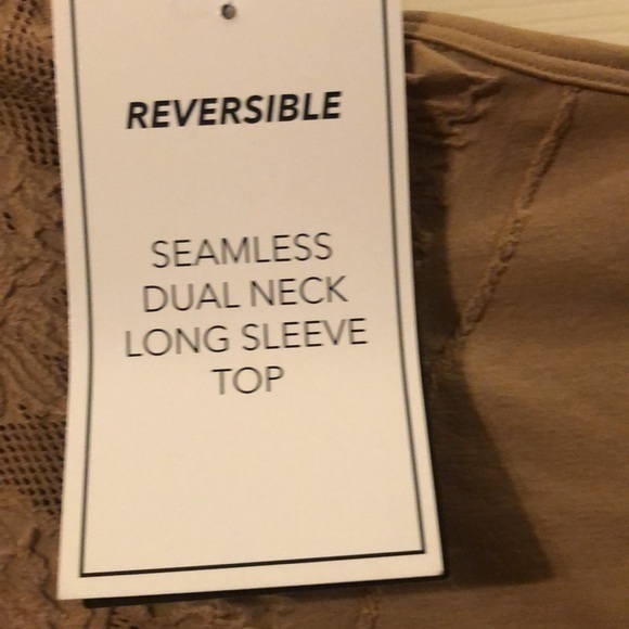 Tan reversible long sleeve knit shirt with lace new‎ with tags - Picture 7 of 7